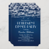 青い背景に白いストリングライトの還暦パーティー 招待状 (正面/裏面)