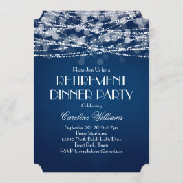 青い背景に白いストリングライトの還暦パーティー 招待状