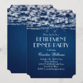 青い背景に白いストリングライトの還暦 招待状 (正面/裏面)