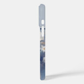 青い背景に白いバラモノグラムの Case-Mate iPhoneケース (裏面 / 左)