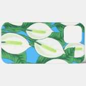 青い背景に白い平和淡い色ののユリ Case-Mate iPhoneケース (裏面 (横))