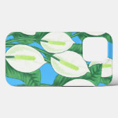 青い背景に白い平和淡い色ののユリ Case-Mate iPhoneケース (裏面 (横))