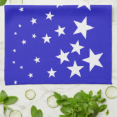 青い背景に白い星模様 キッチンタオル (折り畳み)