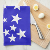 青い背景に白い星模様 キッチンタオル (四つ折り)
