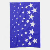 青い背景に白い星模様 キッチンタオル (縦)
