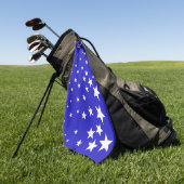 青い背景に白い星模様 ゴルフタオル (グリーン)