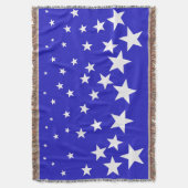 青い背景に白い星模様 スローブランケット (正面縦)