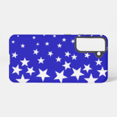 青い背景に白い星模様 SAMSUNG GALAXYケース (裏面横)
