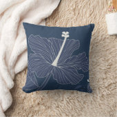 青い背景に白い色鮮やかな禅の花 クッション (ブランケット)