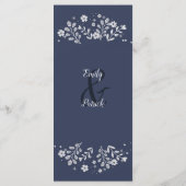 青い背景に白い花のウェディングメニュー メニュー (裏面)