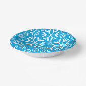 青い背景に白い雪の模様 ペーパーボウル (傾斜あり)