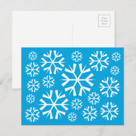 青い背景に白い雪の模様 ポストカード