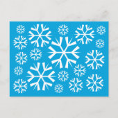 青い背景に白い雪の模様 ポストカード (正面)