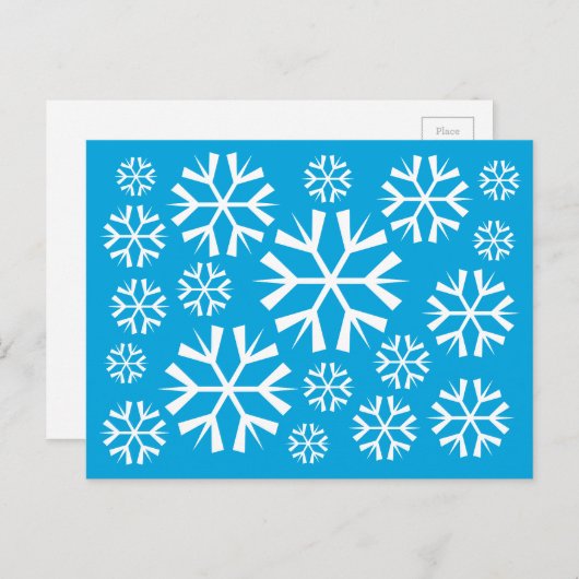 青い背景に白い雪の模様 ポストカード (正面/裏面)