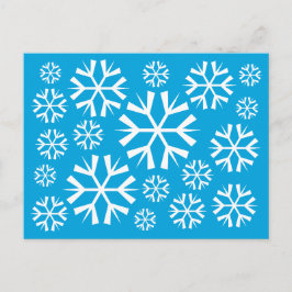青い背景に白い雪の模様 ポストカード