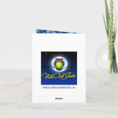 青い背景に白い雪の結晶の写真を使った感謝のカード サンキューカード (裏面)