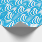 青い背景に白のアートデコパターン ラッピングペーパー (角)