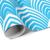 青い背景に白のアートデコパターン ラッピングペーパー (ロールコーナー)