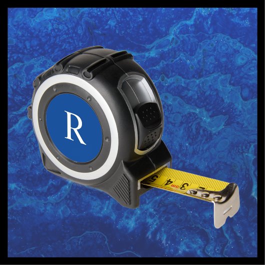 青い背景に白のイニシャル カスタム ハンドマン ギフト ツール メジャー