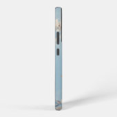 青い背景に白素朴いバラとモノグラム SAMSUNG GALAXYケース (右側面)