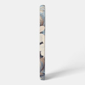 青い背景に白素朴いバラとモノグラム SAMSUNG GALAXYケース (左側面)