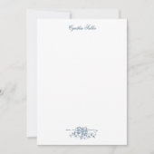 青い背景に白素朴いバラ ノートカード (正面)