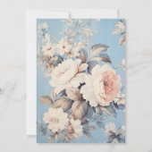 青い背景に白素朴いバラ ノートカード (裏面)