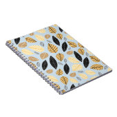 青い背景に紅葉のシームレスなパターン ノートブック (右側)