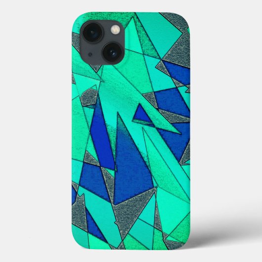 青い背景に緑の三角切り出し、粗い Case-Mate iPhoneケース (裏面)