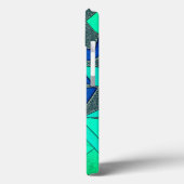 青い背景に緑の三角切り出し、粗い Case-Mate iPhoneケース (裏面 / 左)