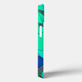 青い背景に緑の三角切り出し、粗い Case-Mate iPhoneケース (裏面 / 右)