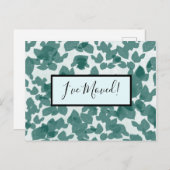 青い背景に緑の葉 新しい住所のお知らせ ポストカード (正面/裏面)