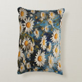 青い背景に美しいデイジー アクセントクッション (裏面(縦))