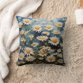 青い背景に美しいデイジー クッション (ブランケット)