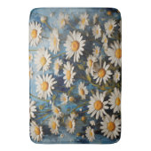 青い背景に美しいデイジー バスマット (正面縦)