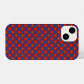 青い背景に赤いカレイドスコープの鴨 iPhoneケース (裏面横)
