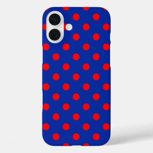 青い背景に赤い水玉模様のデザイン  Case-Mate iPhoneケース (裏面)
