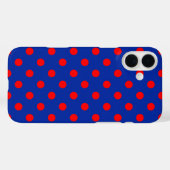 青い背景に赤い水玉模様のデザイン  Case-Mate iPhoneケース (裏面 (横))