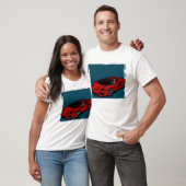 青い背景に赤い車 Tシャツ (ユニセックス)