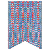 青い背景に赤と白のデザインが施されている バンティングフラッグ (第1の旗)