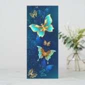 青い背景に金の蝶 招待状 (スタンド正面)