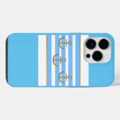 青い背景に金の錨 iPhoneケース (裏面横)