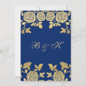 青い背景に金色のバラ 65周年記念 招待状 (裏面)