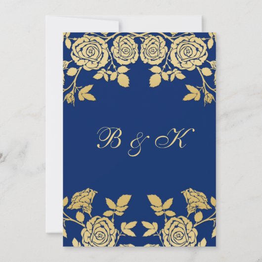 青い背景に金色のバラ 65周年記念 招待状 (裏面)