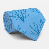 青い背景に青い海木のサンゴ模様 ネクタイ (ロール)