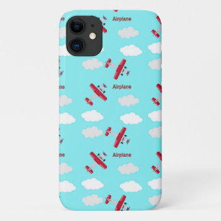 青い背景に飛行機の模様 iPhone 11 ケース