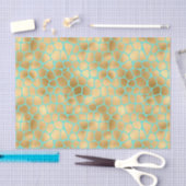 青い背景に驚くべきゴールデンキリンプリント 薄葉紙 (クラフト)