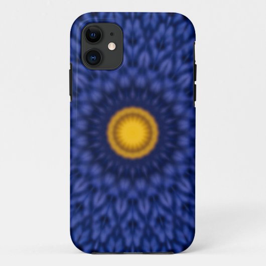 青い背景に黄色い万華鏡とアヒル Case-Mate iPhoneケース (裏面)
