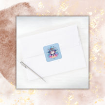 青い背景のかわいいボヘミアンの女王 |