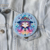 青い背景のかわいいボヘミアンの女王 | 缶バッジ (インサイチュ)